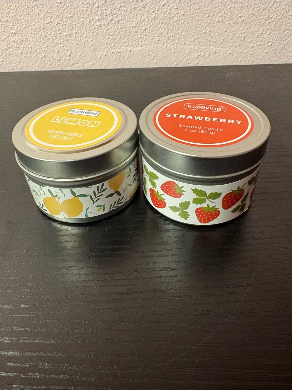 Trueliving Strawberry Lemon Scented Candle Set 2 Pack 3 oz NWT
